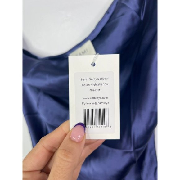 Cami NYC Darby One Shoulder Sexy Bodysuit Women's Night Shadow Size: M NWT - Picture 6 of 10